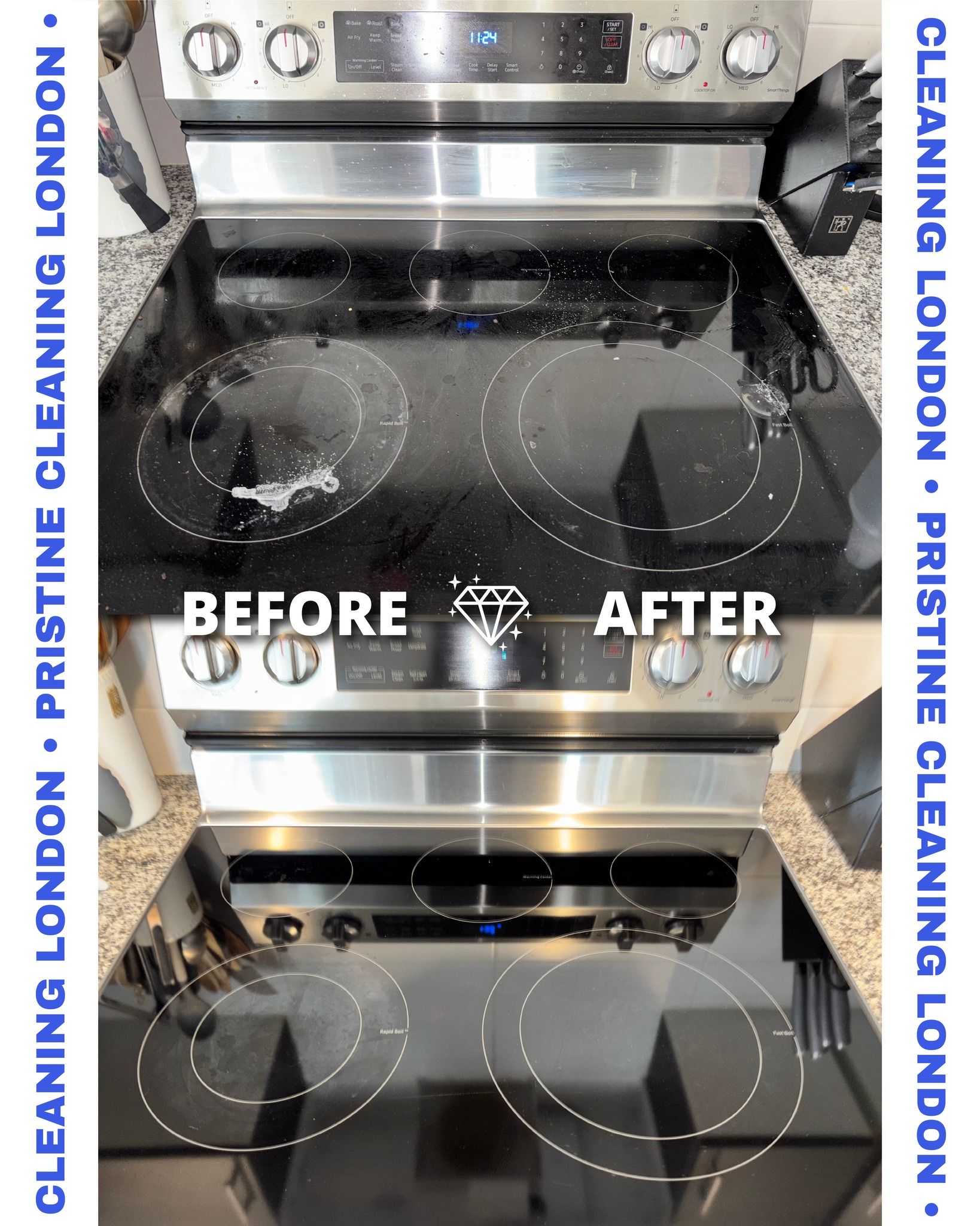 London, we all know the struggle of hard water stains! ✨ Check out this stovetop transformation. We banished those stubborn white rings and baked-on grime to reveal a mirror-like shine. Let Pristine Cleaning London handle the toughest scrubbing so you can focus on the fun!

#BeforeandAfter #CleaningTransformation #CleaningTips #LondonOntario
